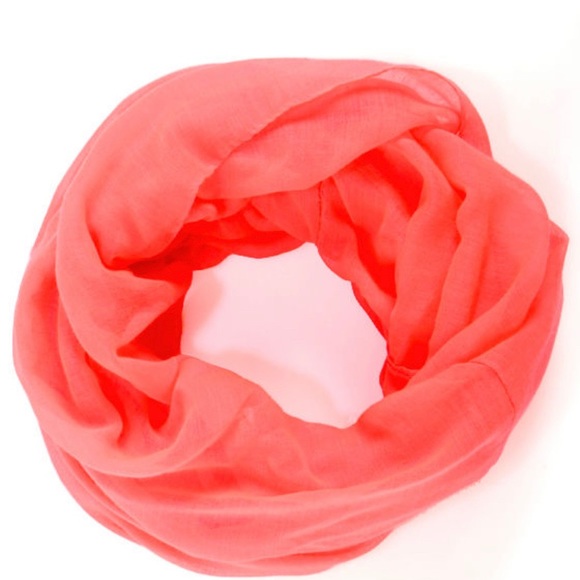 Neon orange‎ coral infinity scarf - Picture 1 of 3